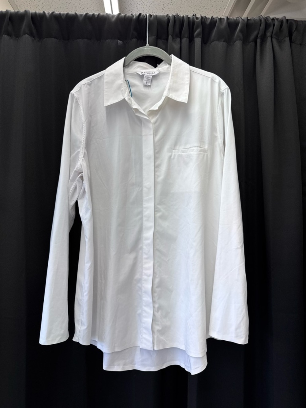 Athleta Crisp White Button-Down Shirt with Concealed Placket